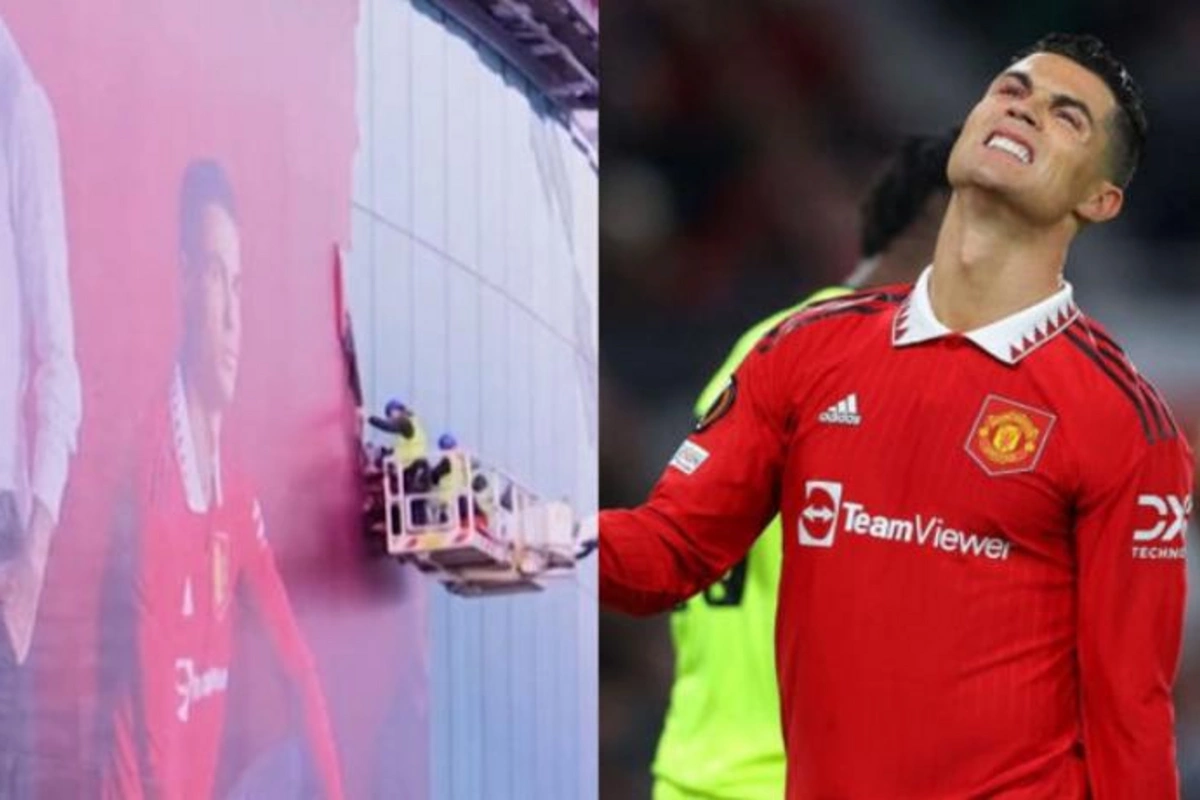Ronaldonun posteri Old Trafford stadionundan götürülüb — VİDEO