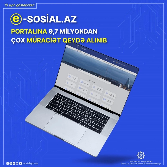 E-sosial.az portalına bu il 9,7 milyondan çox müraciət qeydə alınıb
