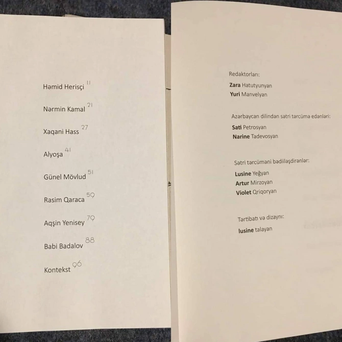 Şeirləri İrəvanda çap olunan şairlər danışdı: Erməni redaktora özüm göndərmişəm (FOTO) Şeirləri İrəvanda çap olunan şairlər danışdı: Erməni redaktora özüm göndərmişəm (FOTO)