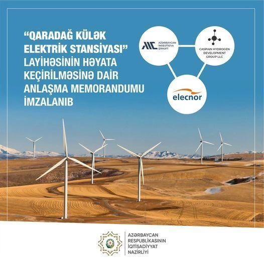 Qaradağda Külək Elektrik Stansiyasının inşası ilə bağlı Anlaşma Memorandumu imzalanıb — FOTO