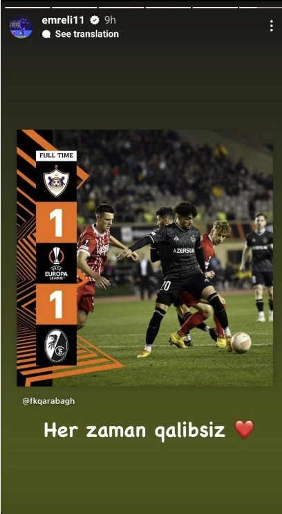 Mahir Emrelidən “Qarabağ”a dəstək paylaşımı — FOTO