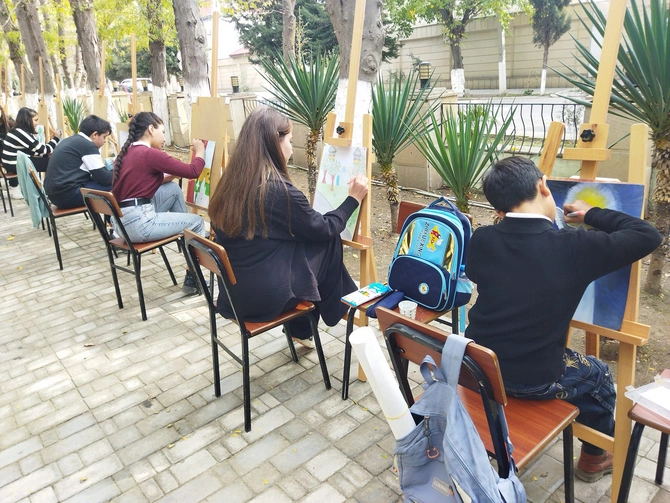 Salyanda Zəfər Tarixi adlı rəsm müsabiqəsi keçirilib — FOTOLAR