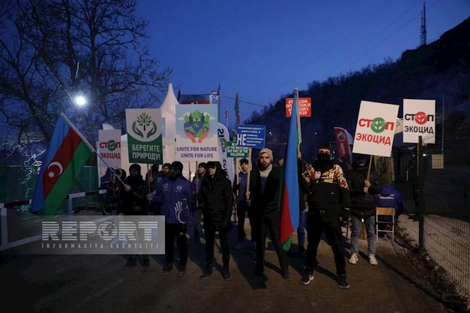 Xankəndi-Laçın yolunda keçirilən etiraz aksiyasının on birinci günü — FOTO