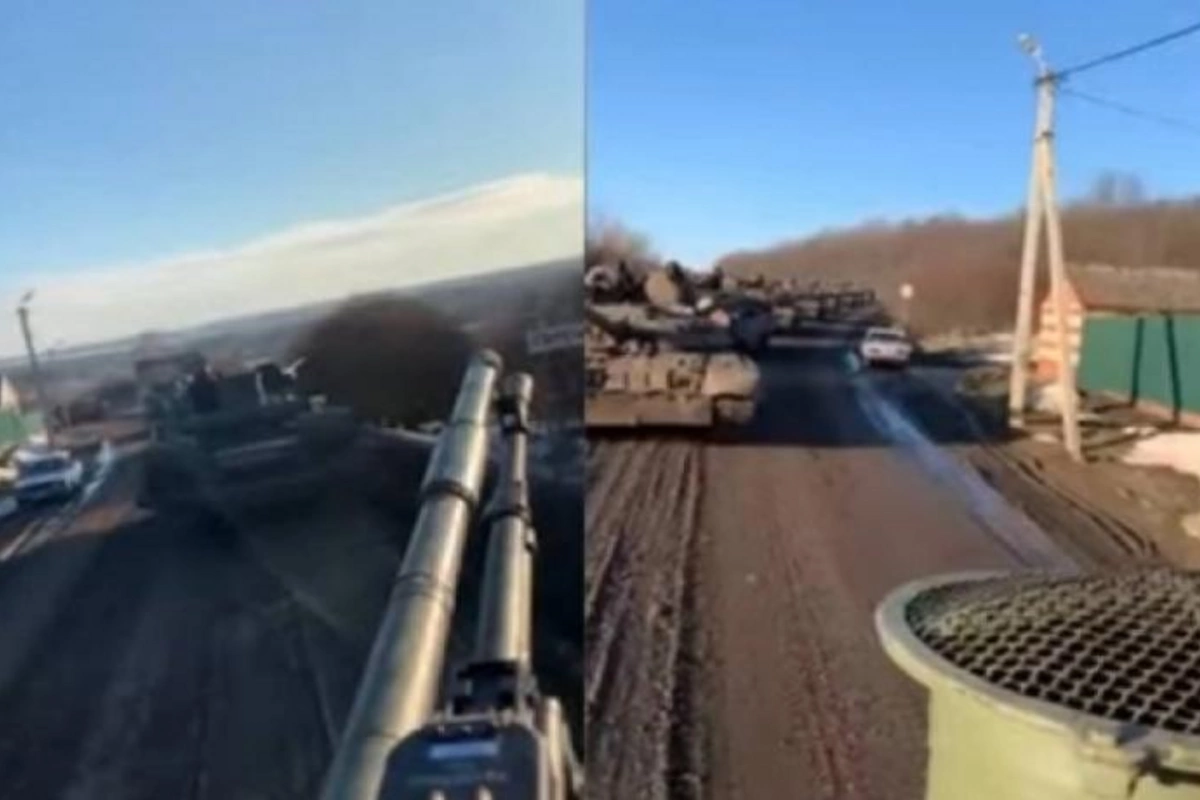 Rus tanklarının Ukraynaya daxil olmasının görüntüləri — ANBAAN VİDEO