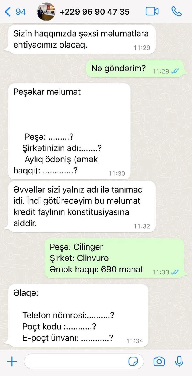 Elşad Hacıyev “bank dələduzu” ilə yazışmalarını paylaşdı — FOTOLAR