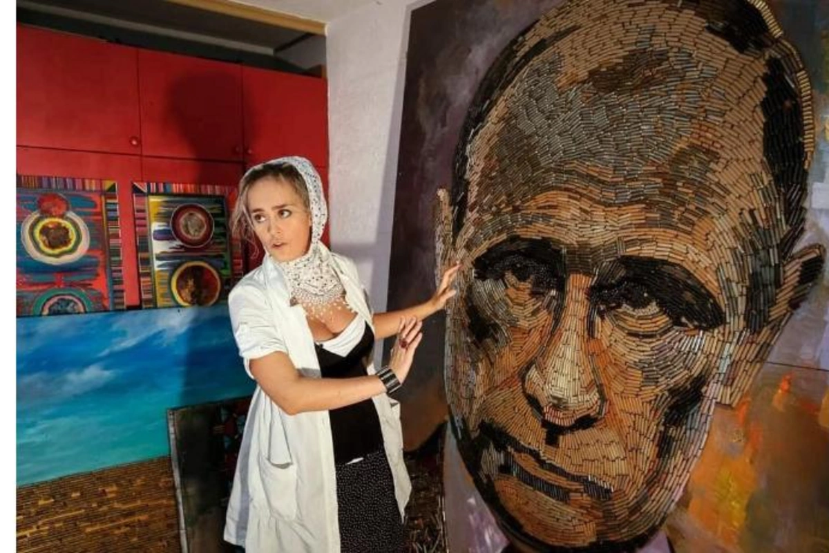 Ukraynalı rəssam güllə gilizlərindən Putinin rəsmini yaratdı — FOTO