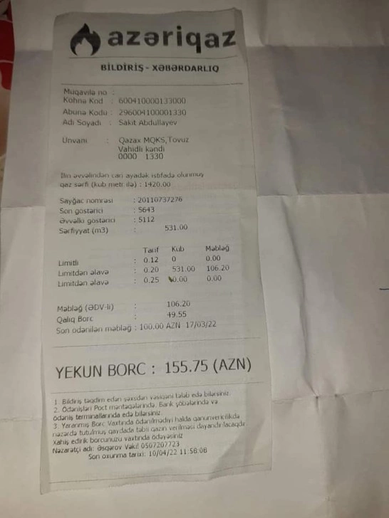 Sayğac az, “Azəriqaz” çox yazır — Rəsmilər isə suallara cavab vermir Sayğac az, “Azəriqaz” çox yazır — Rəsmilər isə suallara cavab vermir