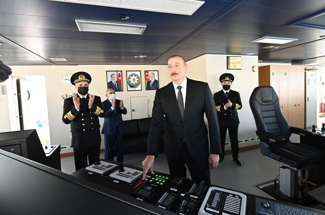 Prezident “Zərifə Əliyeva” gəmi-bərəsinin istismara verilməsi mərasimində — YENİLƏNİB