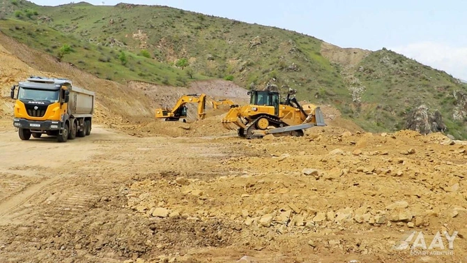 Qubadlı-Eyvazlı avtomobil yolunun tikintisi davam etdirilir — FOTOLAR