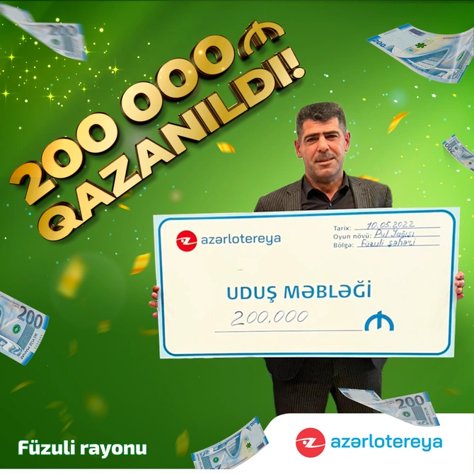 “40.000.000 Pul Yağışı” lotereyasında növbəti böyük uduş — 200.000 manat qazanıldı