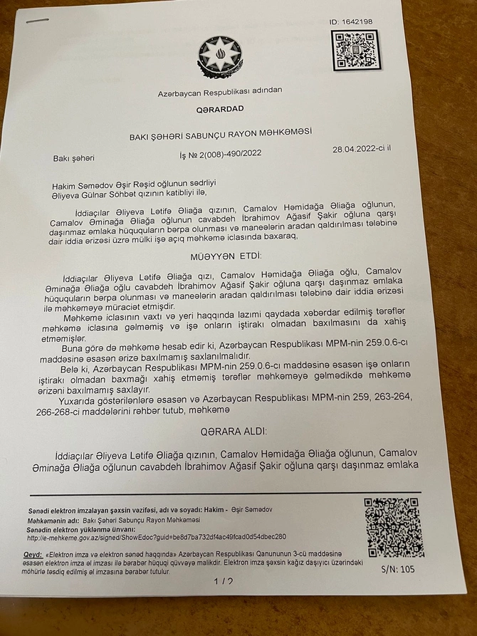 Şeyxin qudasının partiya sədrinə qarşı iddiası rədd edildi — MƏHKƏMƏ İŞİ (FOTOLAR)