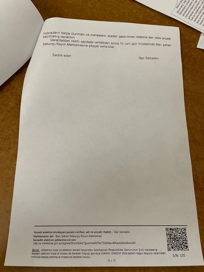 Şeyxin qudasının partiya sədrinə qarşı iddiası rədd edildi — MƏHKƏMƏ İŞİ (FOTOLAR)