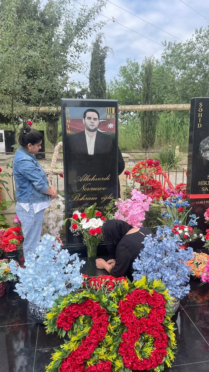 Salyanda şəhidin məzarı ziyarət olundu — FOTOLAR
