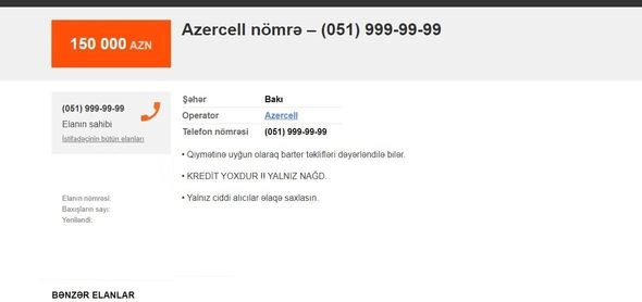 Bakıda malikanə qiymətinə nömrə satışa çıxarıldı — FOTO
