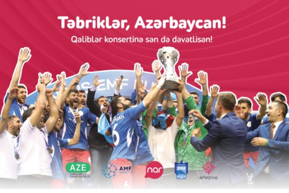 “Nar” Avropa çempionatının qalibi olan minifutbol üzrə milli komandamızı təbrik edir