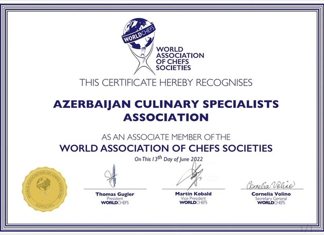Azərbaycan Kulinariya Mütəxəssisləri Assosiasiyası “Worldchefs”ə üzvlüyə qəbul edildi — FOTOLAR