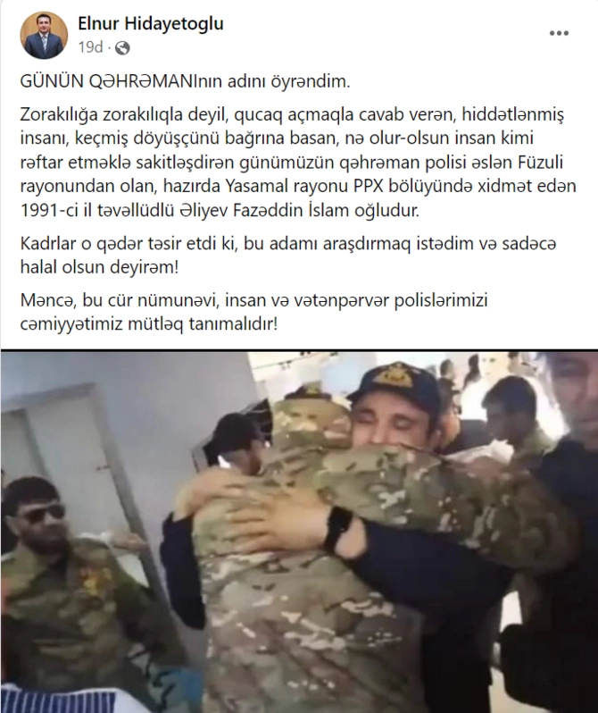 Azərbaycanda polis əməkdaşının bu addımı alqışlandı — FOTOLAR