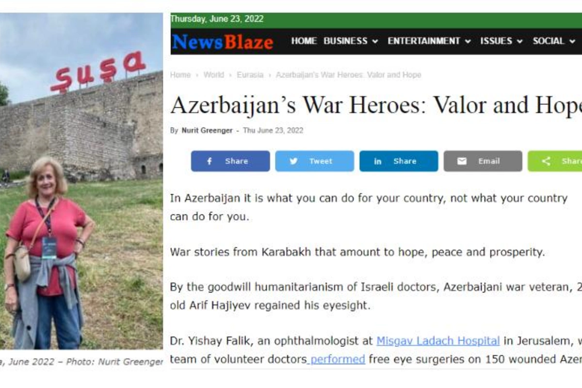 “Bakı və Şuşa küçələrində gəzəndə hiss edirsən ki, heç bir can əbəs yerə ölməyib” — “The News Blaze”