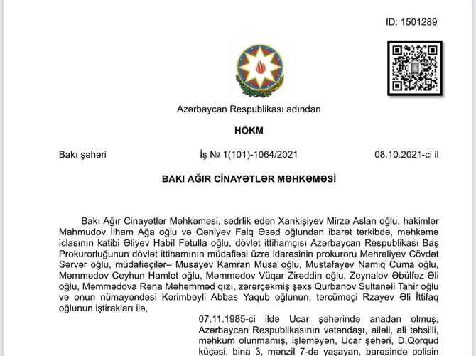 Həbsdə olan jurnalist Prezidentə müraciət etdi: “Bəraət alsam da, Apellyasiya Məhkəməsi qanunsuzluq edərək məni həbs etdi”