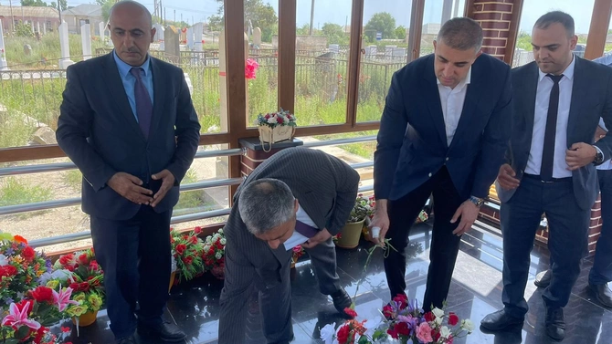 Vətən Müharibəsi şəhidinin məzarı ziyarət olundu — FOTOLAR Vətən Müharibəsi şəhidinin məzarı ziyarət olundu — FOTOLAR