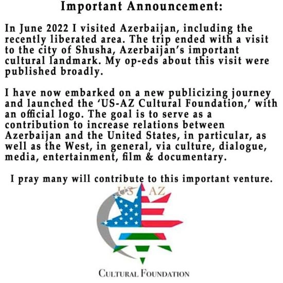 Tanınmış amerikalı yazar “ABŞ-Azərbaycan Mədəniyyət Fondu”nu yaratdı Tanınmış amerikalı yazar “ABŞ-Azərbaycan Mədəniyyət Fondu”nu yaratdı