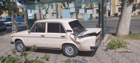 Gəncədə güclü külək fəsad yaratdı — FOTO