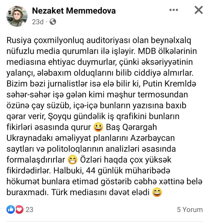 Nəzakət Məmmədova xarici agent olduğunu təsdiq edir — FOTO