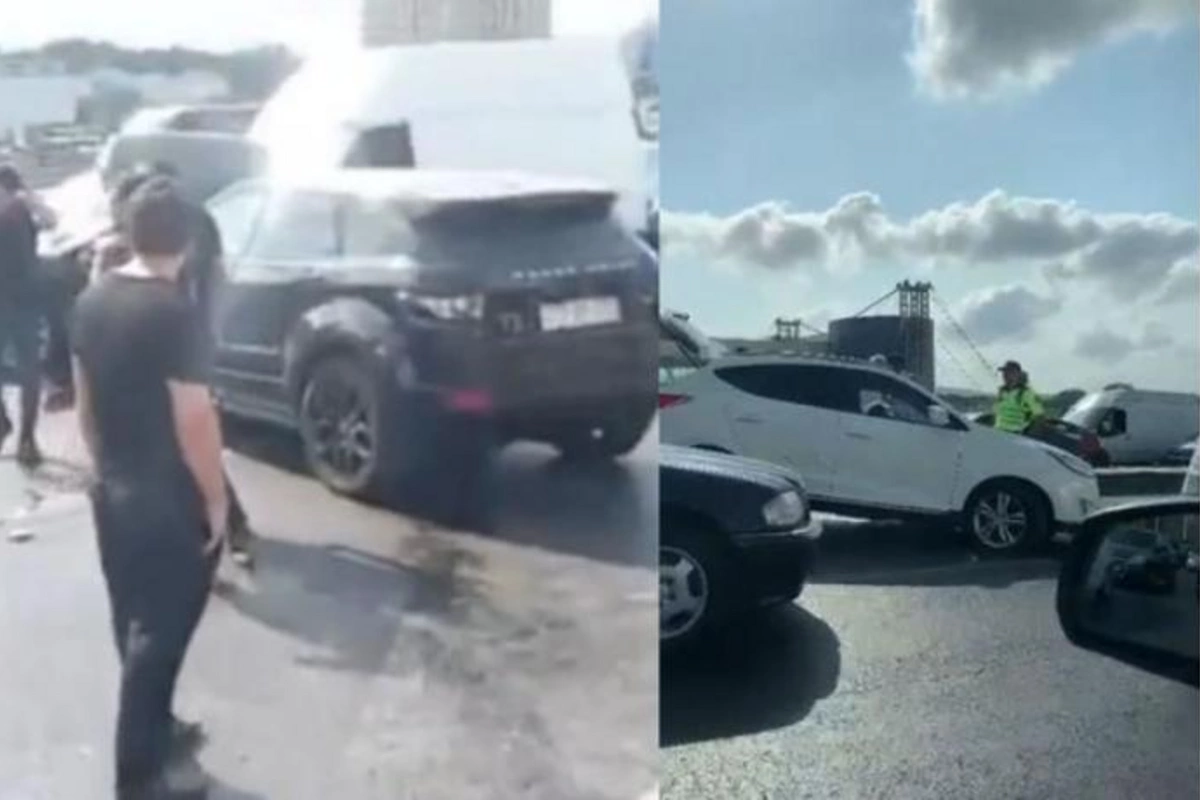 Bakı-Sumqayıt yolunda ağır qəza: Beş avtomobil toqquşdu — VİDEO