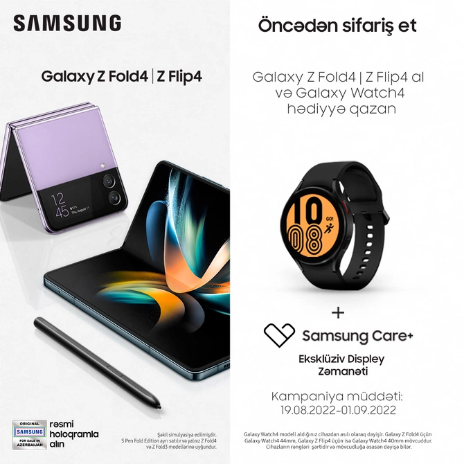 Galaxy Z Fold4 və Galaxy Z Flip4 öncədən sifariş et!