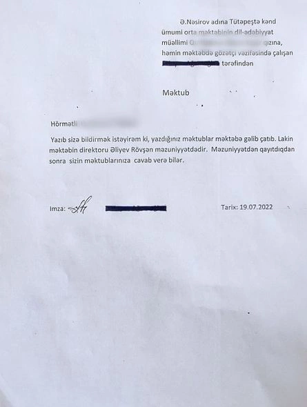 Lənkəranda məktəbdə direktor səlahiyyəti gözətçiyə həvalə olundu — FOTO