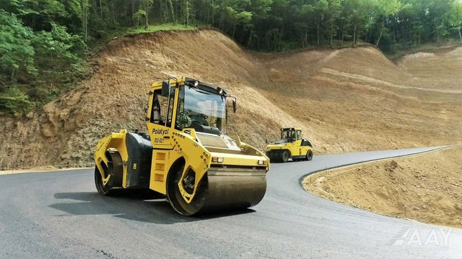 Laçın şəhərindən yan keçən yeni avtomobil yolunun tikintisi yekunlaşır — FOTOLAR