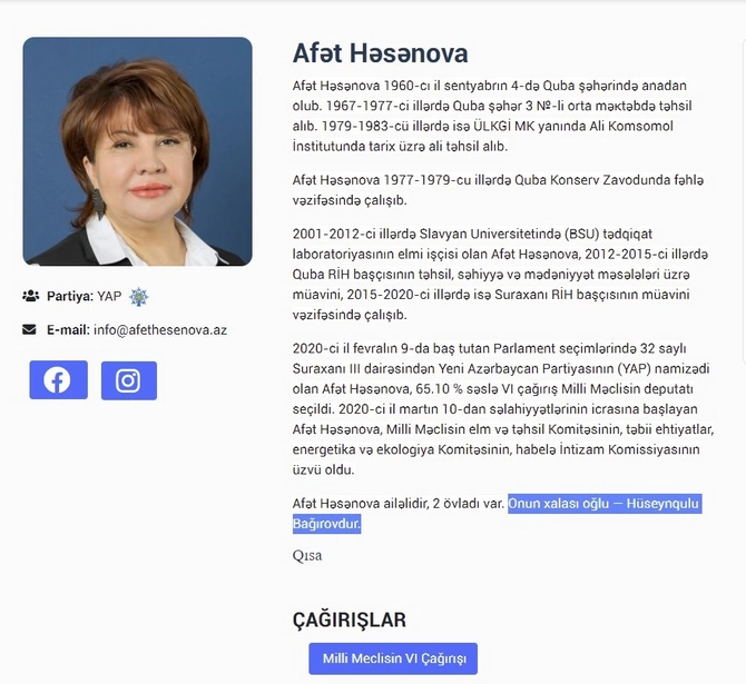 Deputat CV-sinə nazir Hüseynqulu Bağırovun xalası oğlu olduğunu niyə yazdı? — FOTO Deputat CV-sinə nazir Hüseynqulu Bağırovun xalası oğlu olduğunu niyə yazdı? — FOTO