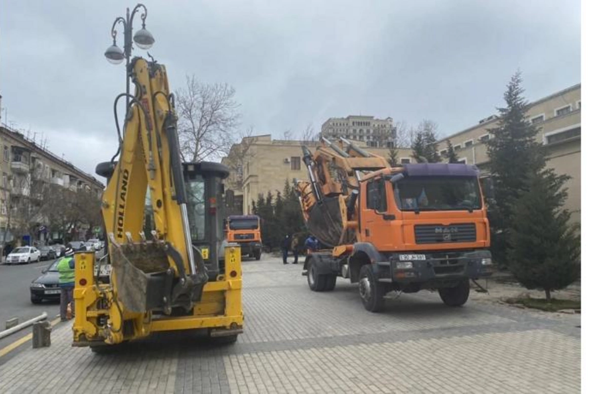Bakının mərkəzində əvvəl ağacları çıxardılar, indi də obyekt tikirlər — FOTO
