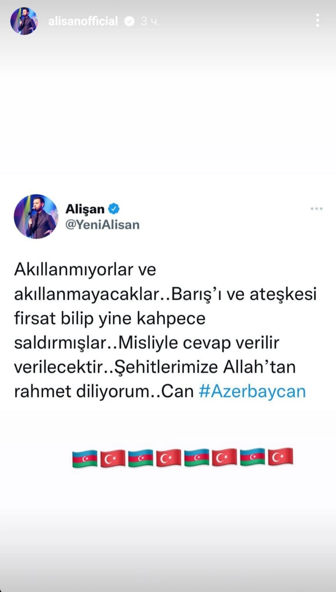 Müğənni Alişan: Ağıllanmayacaqlar, şərəfsizcə hücum ediblər — FOTO