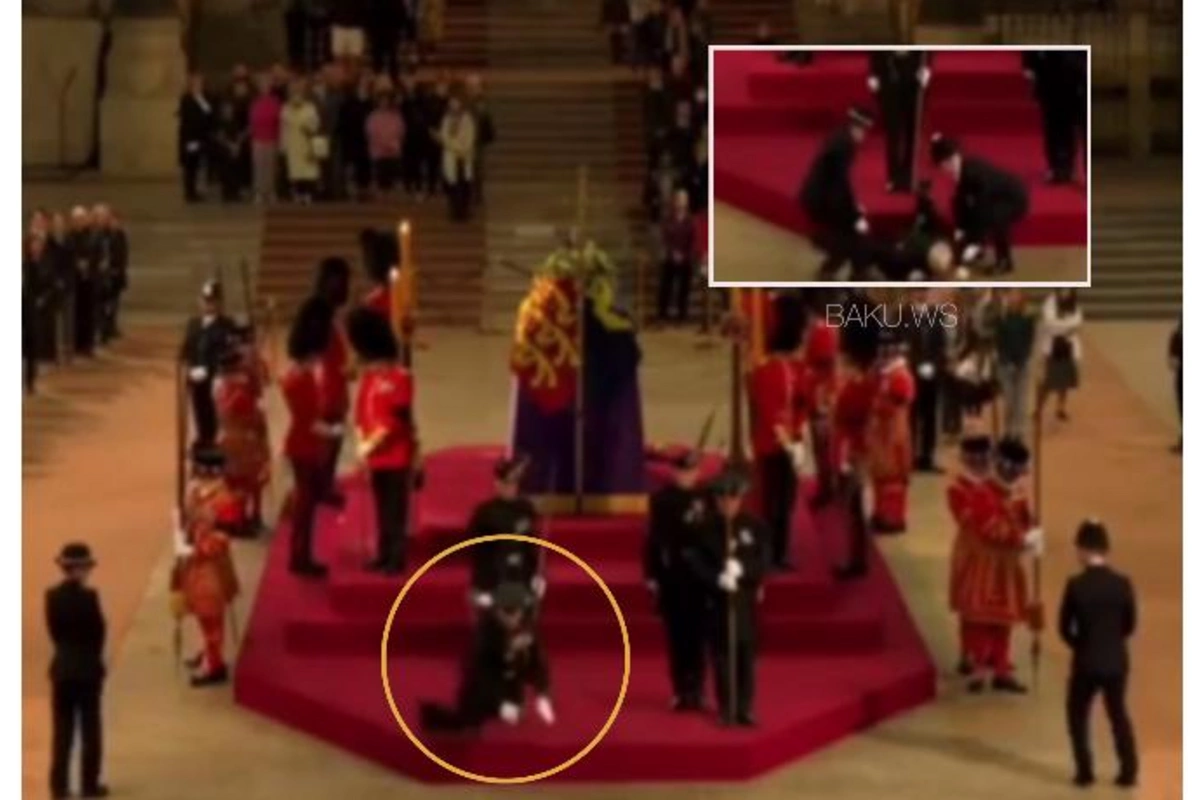 Fəxri qarovul üzvü II Elizabetin tabutunun yanında huşunu itirdi — ANBAAN VİDEO