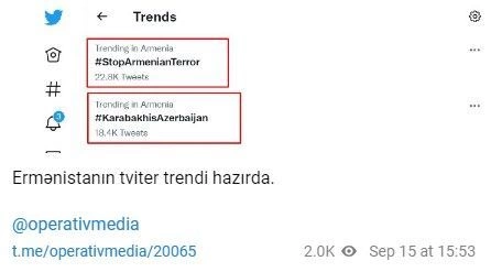 Azərbaycanlıların yaratdıqları həştəqlər Ermənistanda “Twitter” trendi oldu — FOTO