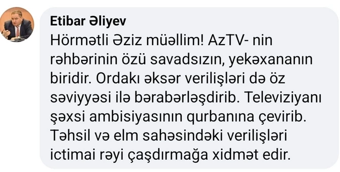 Hüquq-müdafiəçisi AzTV-yə atılan ittihamlara CAVAB VERDİ Hüquq-müdafiəçisi AzTV-yə atılan ittihamlara CAVAB VERDİ