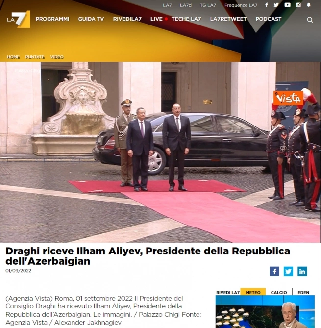 Prezident İlham Əliyevin İtaliyaya səfəri bu ölkənin mətbuatının böyük diqqət mərkəzində olub — FOTOLAR