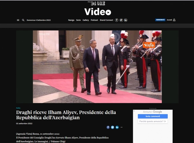 Prezident İlham Əliyevin İtaliyaya səfəri bu ölkənin mətbuatının böyük diqqət mərkəzində olub — FOTOLAR