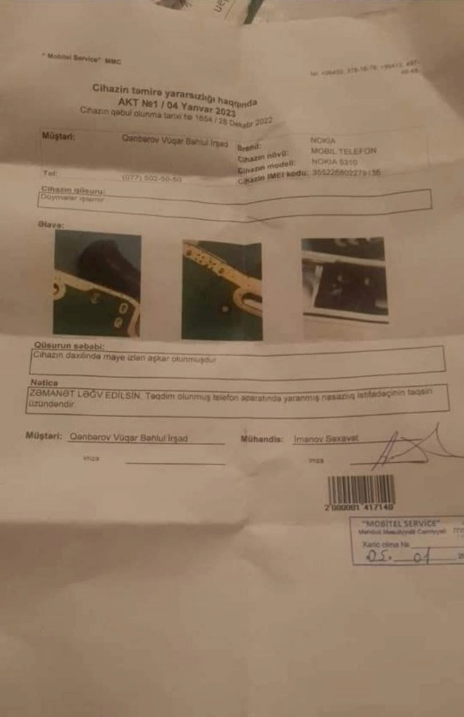 “İrşad” vətəndaşa xarab telefon satdı — Təmir etməkdən də İMTİNA EDİR