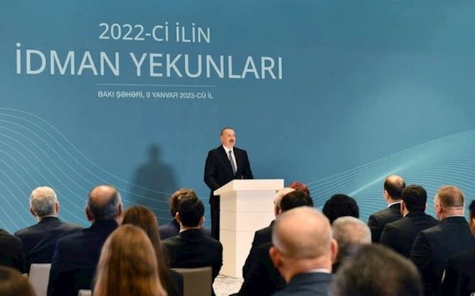 İlham Əliyev ötən ilin idman yekunlarına həsr olunmuş mərasimdə iştirak edib — YENİLƏNİB (FOTO)