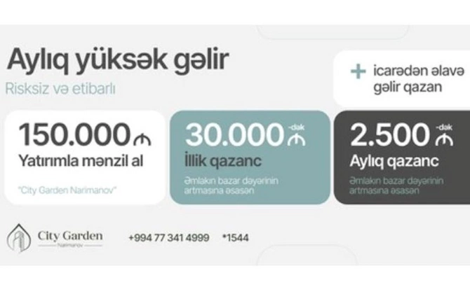 Ağıllı yatırım edib 30000 AZN-dək qazanc götürmək fürsəti