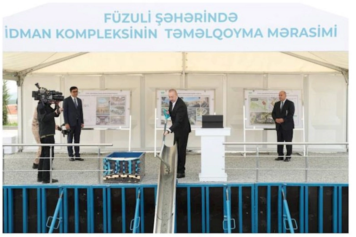 Prezident Füzulidə idman kompleksinin təməlini qoydu — YENİLƏNİB