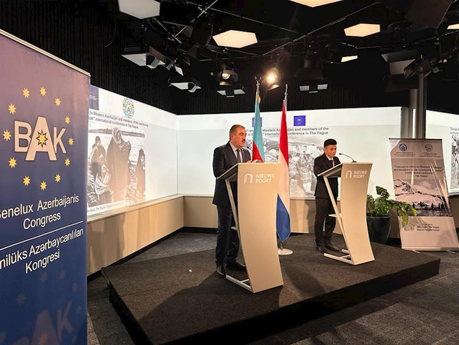 Niderland parlamentində Qərbi Azərbaycana qayıdışla bağlı beynəlxalq konfrans — Toplantıya İrəvan xanının varisi də qatıldı (FOTOLAR)