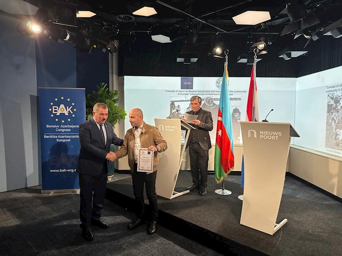 Niderland parlamentində Qərbi Azərbaycana qayıdışla bağlı beynəlxalq konfrans — Toplantıya İrəvan xanının varisi də qatıldı (FOTOLAR)