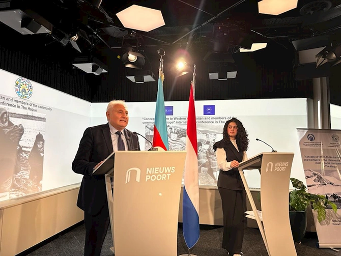 Niderland parlamentində Qərbi Azərbaycana qayıdışla bağlı beynəlxalq konfrans — Toplantıya İrəvan xanının varisi də qatıldı (FOTOLAR)