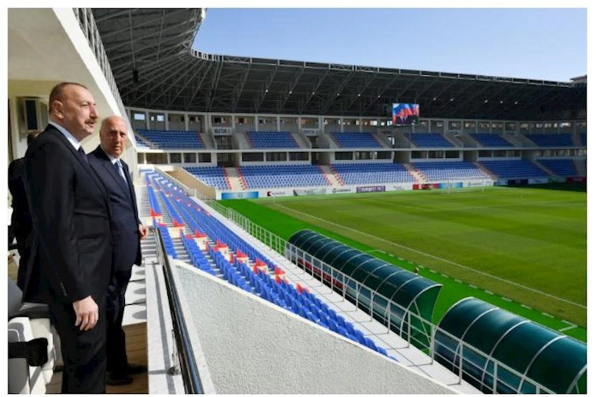 Prezident Sumqayıt şəhər stadionunda yaradılan şəraitlə tanış oldu — YENİLƏNİB