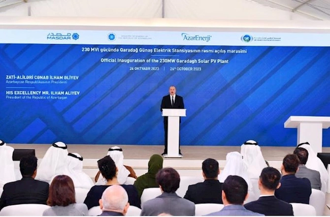Prezident Qaradağ Günəş Elektrik Stansiyasının açılışında — YENİLƏNİB (FOTOLAR)