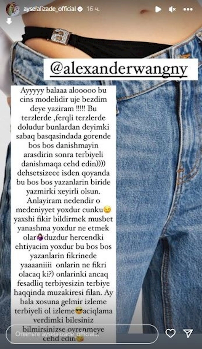 Geyiminə görə onu tənqid edənlərə cavab verdi — FOTO