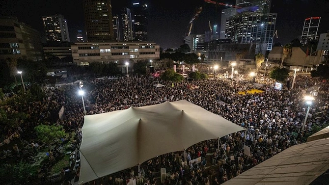 Qəzzada atəşkəs tələb edən israillilər küçələrə çıxdı — FOTOLAR